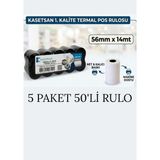 Kasetsan 56X14MT Termal Pos Rulosu 5 Paket 50'li Rulo