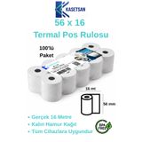 Kasetsan 56x16 Termal Pos Rulosu 100'lü Paket BPA’sız Tüm Poslarla Uyumlu