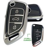 Kasey Bmw Tipli Kd Keydiy NB29 Uyumlu Kumanda Anahtar Kılıfı Oto Anahtarlık Siyah Gümüş - Siyah - Gümüş