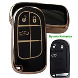 Kasey Egea Cross 500 Jeep Dodge Chrysler Uyumlu Smart Kumanda Anahtar Kılıfı Oto Anahtarlık Siyah Gold