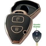 Kasey Toyota Corolla Auris Rav4 Hilux Uyumlu Kumanda Anahtar Kılıfı Oto Anahtarlık 2 Tuşlu - Siyah - Gold