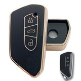 Kasey Volkswagen Golf 8 Seat Cupra Skoda Octavia Uyumlu Kumanda Siyah Gold Anahtar Kılıfı