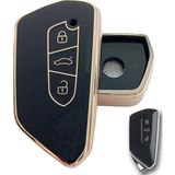 Kasey Volkswagen Golf 8 Seat Cupra Skoda Octavia Uyumlu Kumanda Siyah Gold Anahtar Kılıfı