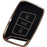 Kasey Volkswagen Passat B8 Skoda Superb Kodiaq Uyumlu Smart Kumanda Anahtar Kılıfı Oto Anahtarlık Siyah Gold - Siyah - Gold