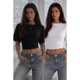 KaSheHa 2'li Paket Yarasa Kol Bele Oturan İç Göstermeyen Full Esnek Premium Kumaş Trend Bluz BLU100