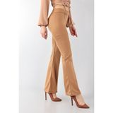 Kasheha Kadın Vizon Krep Kumaş Likralı Yüksek Bel Toparlayıcı Ispanyol Paça Tayt Pantolon - KSH00079 - Slim Fit
