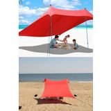 KAŞIKBEY BeachZelt Gölgelik Tente Plaj Şemsiyesi Katlanır Bahçe Kamp Piknik Güneşlik Şemsiye 200x30cm Kırmızı
