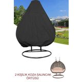 KAŞIKBEY Cocon Su Geçirmez 2 Kişilik Bahçe Balkon Makrome Fındık Koza Salıncak Kılıfı Koruma Örtüsü SİYAH