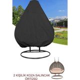 KAŞIKBEY Cocoon Su Geçirmez Bahçe Koza 2 Kişilik Salıncak Hamak Koruma Örtüsü Kılıfı Yağmur Toz Kir Önleyici Branda - Siyah