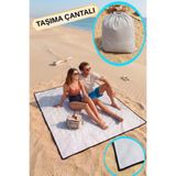 KAŞIKBEY Gri Puantiyeli Katlanır Kamp Plaj Piknik Örtüsü Çok Amaçlı Taşıma Çantalı Kum Tumaz Plaj Kamp Piknik Masa örtüsü 160x160 cm