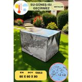 KAŞIKBEY GÜMÜŞ GRİ Güneş Su Geçirmez 80X60x80 Cm Bahçe Masa Sandalye Mangal Barbekü Koruma Örtüsü Branda