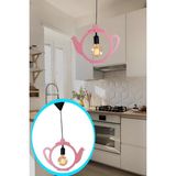 KAŞIKBEY Kettle Çaydanlık Sarkıt Avize Modern Tekli Avize Retro Mutfak Cafe Otel Restaurant Tavan Lamba Çaycı - 1 - Pembe