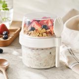 Kaşıklı 400 ml Müsli Saklama Kabı, Taşınabilir Yoğurt ve Beslenme Kabı, Pratik Atıştırmalık ve Kahvaltılık Saklama Kabı (Beyaz)