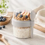 Kaşıklı 400 ml Müsli Saklama Kabı, Taşınabilir Yoğurt ve Beslenme Kabı, Pratik Atıştırmalık ve Kahvaltılık Saklama Kabı (Gri)