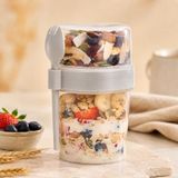 Kaşıklı 550 ml Müsli Saklama Kabı, Taşınabilir Yoğurt ve Beslenme Kabı, Pratik Atıştırmalık ve Kahvaltılık Saklama Kabı (Gri)
