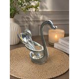 Kaşıklık Seti 6’Lı Metal Kaşık Standı Dekoratif Çay Kaşığı Seti Kuğu Tasarımlı 12 Cm Kaşık 15 Cm Stand