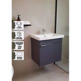 Kasırga 50 Cm, Lavabolu Alt Banyo Dolabı, Kapaklı Banyo Alt Dolabı, Seramik Lavabo Dahil Antrasit Mdf