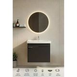 Kasırga Antrasit 50 Cm, Led Aynalı, Banyo Dolabı Seti, Seramik Lavabo Dahil, Mdf, Led'li