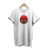 Kask Baskılı T-Shirt %100 Pamuk Dijital Baskılı Tişört - Beyaz - XL