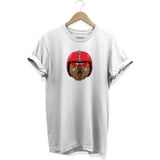 Kask Baskılı T-Shirt %100 Pamuk Dijital Baskılı Tişört - Beyaz