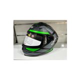 Kask Crn Fs-867 Mat Black/Grey/Green Gunes Vızorlu