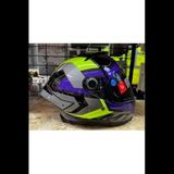Kask mt Thunder 4 Sv Valıant B2 Parlak Gri Mor Sarı Güneş Vizörlü Full Face Kask - 2XL - Siyah - Gri - Mor