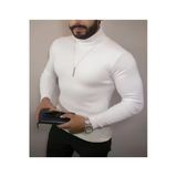 Kaşkorse Boğazlı Full Likralı Fitilli Body Kazak - Beyaz