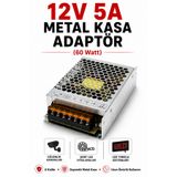 Kasliva 12V 5A Metal Kasa Adaptör Trafo - Şerit LED, Güvenlik Kamerası, CCTV ve DVR İçin 60W SMPS Güç Kaynağı