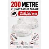Kasliva 200 Metre CCTV Güvenlik Kamera Kablosu - 2+1 2x0,50 mm AHD Analog Kamera DVR Görüntü ve Güç (2x100m)