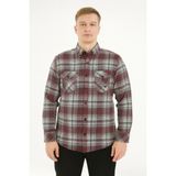 Kaşmir Büyük Beden Klasik Çift Cepli Erkek Gömlek - 7394 - 3XL - Bordo
