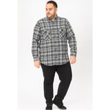 Kaşmir Büyük Beden Klasik Çift Cepli Erkek Gömlek - 7394 - 3XL - Gri