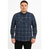 Kaşmir Büyük Beden Klasik Çift Cepli Erkek Gömlek - 7394 - 4XL - Saks