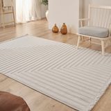 Kaşmir Halı İskandinav Rune Gray 80x150 cm Salon Mutfak Halısı Yolluk Kilim - Krem - 80 x 150 cm