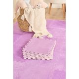 Kaşmir Halı Puzzle Mat Mor 30x30 Cm 4 Parça Bebek Çocuk Genç Odası Halısı