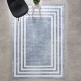 Kaşmir Halı Sare Frame Gray Yıkanabilir Kaymaz Taban 100x200 cm Halı