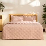 Kaşmir Home Lilly Çiçekli Kapitone Yatak Örtüsü Takımı Pudra Polyester 230 x 240 cm 2 Yastıkla