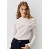 Kaşmir Karışımlı Ekru Bluz Slim Fit/Dar Kesim 1613651-91336