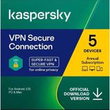 Kaspersky Vpn Secure Connect 1 Yıllık 5 Cihaz Antivürüs