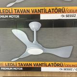 Kassel Aydınlatma CT-3000 Modern Beyaz LED Işıklı Tavan Vantilatörü Fan Havalandırma ve Uzaktan Kumandalı - 1BW-Beyaz