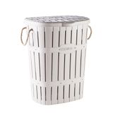 Kastamonu Plastik Bambu Halatlı Kirli Çamaşır Sepeti 65 L-BEYAZ