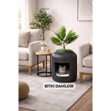 KastaSaksı Kedi Evi Saksı siyah Plastik 43x55 cm Modern Dekoratif 2’si 1 Arada Kedi Yuvası ve Saksı –