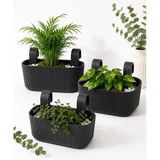 Kastasaksı Modern Balkon ve Küpeşte Saksısı 3,2 Litre Siyah Plastik Askılı Dikdörtgen 3'lü Set