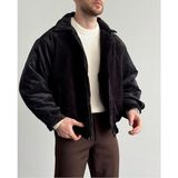 Kastrioti Oversize Bomber Kadife Ceket - Siyah