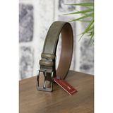 Kasva Deri 3.5 cm Haki Yeşil Grayz Deri Kemer - 115 cm