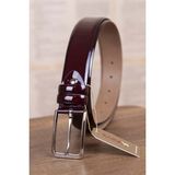 Kasva Deri Bordo Rugan Deri Kemer 3.5 cm Erkek Cinsiyet İçin Şık Tasarım ve Yüksek Kalite - 115 cm