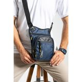 Kasva Deri Impertex Suya Dayanıklı Kumaş Bacak Çantası, Motorsiklet Kuryelere Uygun Bel Bacak Çantası - Lacivert
