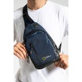 Kasva Deri Unisex Keten Kumaş Su Geçirmez Çanta, Çapraz Askılı Omuz ve Göğüs Çantası, Body Bag, - Lacivert
