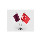 Katar ve Türkiye Bayrağı İkili Saten Masa Bayrağı Takımı