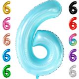 KatchOn, Büyük Açık Mavi 6 Numara Balon - 100 cm | Erkekler için 6. Doğum Günü Süslemeleri için Altı Balon | Açık Mavi 6 Balon Bebek Köpekbalığı 6. Doğum Günü Balonları | Erkekler için 6. Doğum Günü
