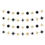 KatchOn, Glitter Moon and Star Garland - 42 Feet, 4'lü Paket | Siyah Altın Parti Süslemeleri Ay Yıldızı | Ay ve Yıldızlar Doğum Günü Süslemeleri | Mutlu Yıllar Arka Planı, Yılbaşı Partisi Malzemeleri